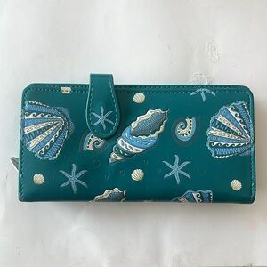 Teal Seashell Print Women's Wallet